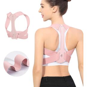 Updated Posture Corrector for Men and Women,Adjustable Upper Back Brace for Clavicle Support and Providing Neck Shoulder Upright Straightener Comfortable (Pink) (S 25-30 Inch)