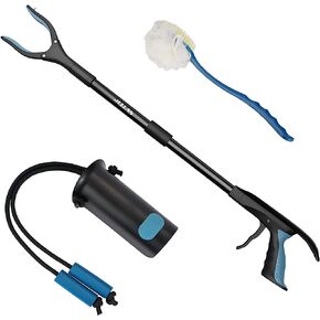 3-Piece Hip Knee Replacement Recovery Kit, Jellas 32-inch Foldable Reacher Grabber with Shoehorn, Sock Aid Device for Seniors, 14-inch Bath Sponge 2 Sides in Kuwait