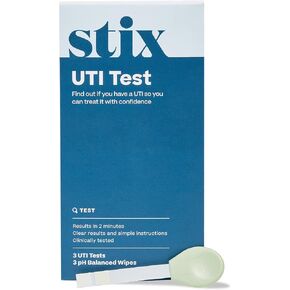 طقم اختبار Stix UTI | اختبار عدوى المسالك البولية مع نتائج فورية | دقيقة وسهلة الاستخدام | 3 اختبارات و3 مناديل مبللة بدرجة حموضة متوازنة in Kuwait