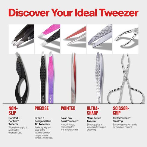 Expert Eyebrow Hair Removal Tweezer by Revlon, Tweezers for Men, Women & Kids, Stainless Steel in Saudi Arabia