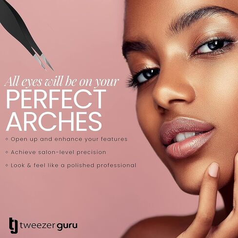 Tweezer Guru Pointed Tweezers - Sharp Precision Needle Nose Tip, Best Tweezers for Eyebrows and Ingrown Hair, Surgical Pointed for Blackheads & Splinters (Black) in Kuwait