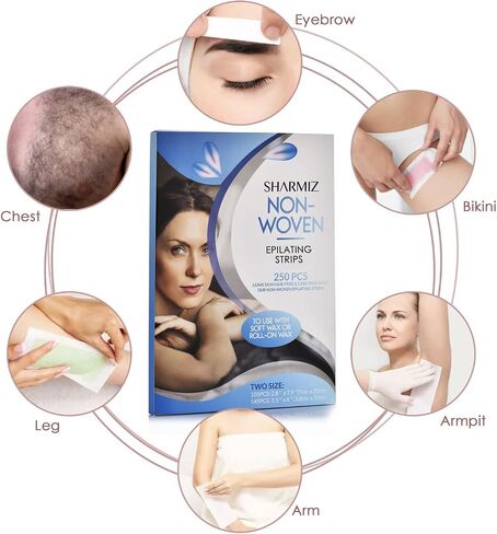 Non Woven Wax Strips 250 Pieces, Body and Facial Wax Strips for Hair Removal (Does Not Contain Wax) , Large 2.8“ x 7.9“ and Small 1.5" x 3.9“ Waxing Strips in Saudi Arabia