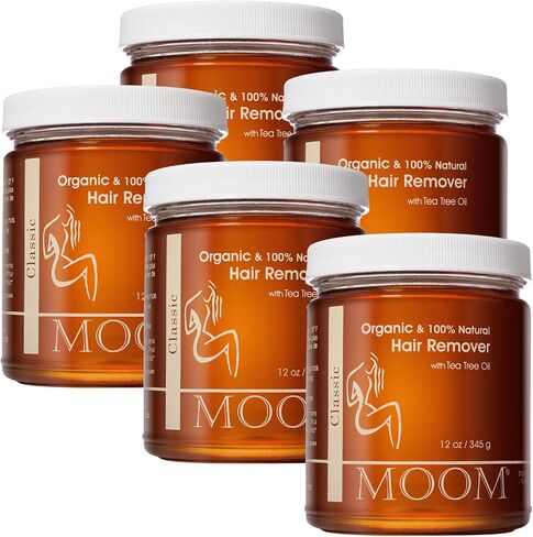MOOM Organic Sugar Wax with Tea Tree Oil, 12 oz Jar - Hair Removal for Bikini, Brazilian, Face & Legs - Soft Wax for Sensitive Skin, Wax Beads Alternative For Women & Men (Waxing Strips NOT Included) in Saudi Arabia