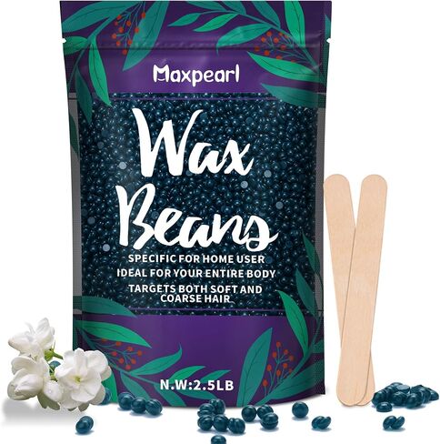 Wax Beads for Hair Removal, 2.5lb Maxpearl Hard Wax Beans Refill Bag for Brazilian Bikini, Face, Eyebrows, Underarms, Arms, Chest, Back, Legs, Coarse Body Hair Specific in Saudi Arabia