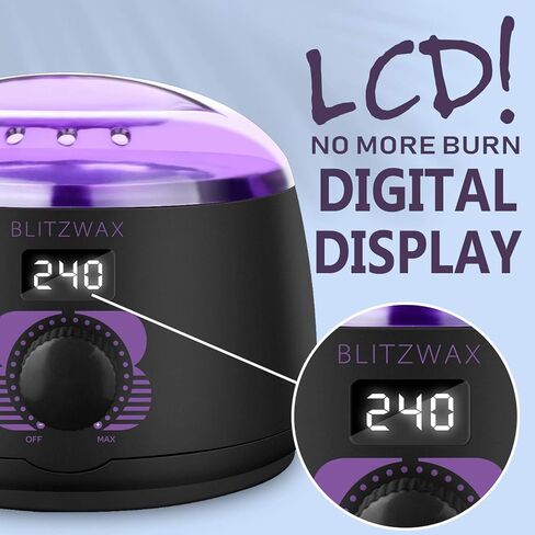 BLITZWAX Waxing Kit for Women Men Digital Wax Warmer Hard Wax Kit with 50 Wax Accessories 17.5oz Beans for Full Body Brazilian Bikini Armpit Hair Removal in Saudi Arabia
