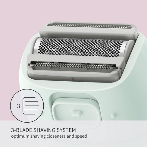 ماكينة حلاقة كهربائية ذات منحنيات قريبة من باناسونيك للنساء، ماكينة حلاقة لاسلكية 3 شفرات مع أداة تشذيب منبثقة، تشغيل جاف ورطب - ES-WL60-G (نعناعي) in Kuwait