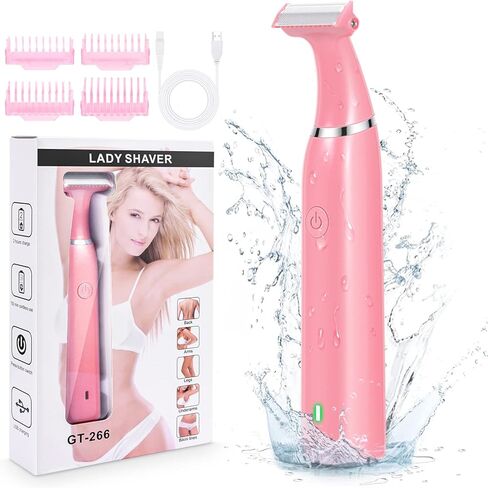 Bikini Trimmer Electric Razors for Women, RenFox Electric Shaver for Women Pubic Hair Arms Legs Underarms Area, Rechargeable Wet & Dry Painless Lady Shaver with 4 Trimming Combs in Kuwait