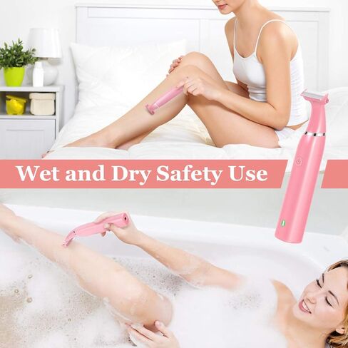 Bikini Trimmer Electric Razors for Women, RenFox Electric Shaver for Women Pubic Hair Arms Legs Underarms Area, Rechargeable Wet & Dry Painless Lady Shaver with 4 Trimming Combs in Kuwait