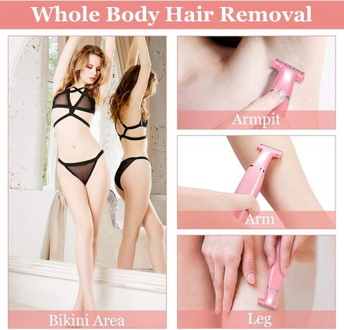 Bikini Trimmer Electric Razors for Women, RenFox Electric Shaver for Women Pubic Hair Arms Legs Underarms Area, Rechargeable Wet & Dry Painless Lady Shaver with 4 Trimming Combs in Kuwait