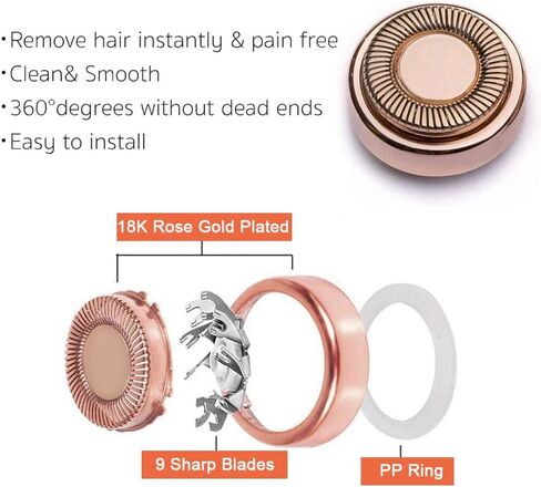 رؤوس بديلة لإزالة شعر الوجه: متوافقة مع أداة إزالة شعر الوجه الخالية من العيوب من Finishing Touch للنساء كما نشاهد على التلفاز، ذهب وردي مطلي بالذهب عيار 18 قيراط (الجيل الثاني، عبوتان) in Saudi Arabia