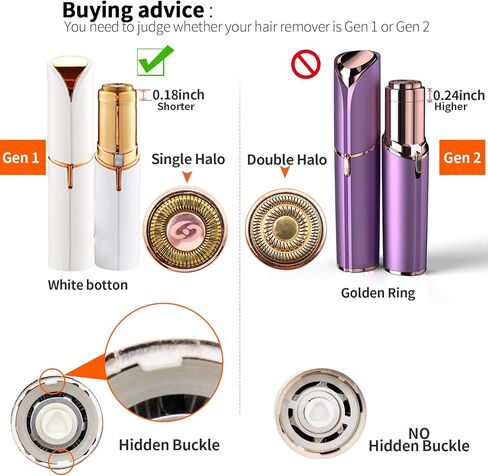 رؤوس بديلة خالية من العيوب، متوافقة مع اداة ازالة شعر الوجه بدون عيوب كما تظهر على التلفزيون، الجيل 1 مطلية بالذهب (6 قطع) مع فرشاة تنظيف وتخزين حافظة in Kuwait