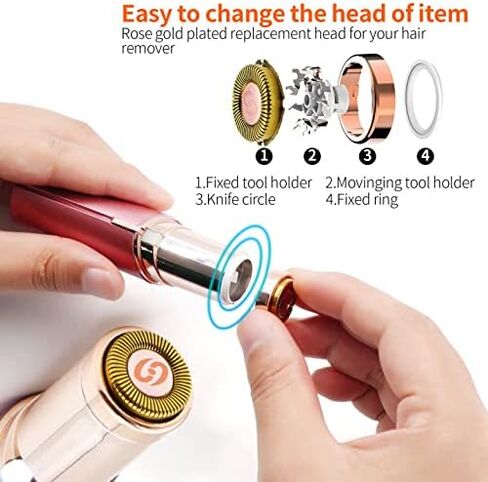رؤوس بديلة خالية من العيوب، متوافقة مع اداة ازالة شعر الوجه بدون عيوب كما تظهر على التلفزيون، الجيل 1 مطلية بالذهب (6 قطع) مع فرشاة تنظيف وتخزين حافظة in Kuwait