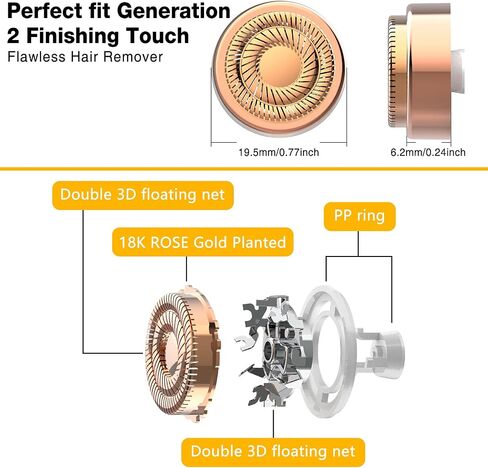Dealswin Facial Hair Remover Replacement Heads：Compatible with Gen 1 Finishing Touch Flawless Facial Hair Removal Tool Women, As Seen On TV 18K Gold-Plated Rose Gold 4 Count, Generation 1 Single Halo in Saudi Arabia
