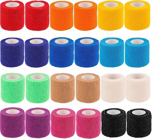12 Packs Self Adherent Cohesive Wrap Bandages 4 Inches X 5 Yards, First Aid Tape, Elastic Self Adhesive Tape, Athletic, Sports wrap Tape, Vet Wrap, Bandage Wrap for Sports, Wrist,Ankle (Rainbow Color) in Saudi Arabia
