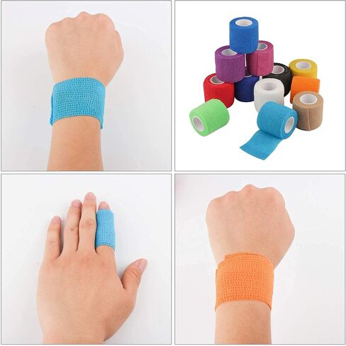 12 Packs Self Adherent Cohesive Wrap Bandages 4 Inches X 5 Yards, First Aid Tape, Elastic Self Adhesive Tape, Athletic, Sports wrap Tape, Vet Wrap, Bandage Wrap for Sports, Wrist,Ankle (Rainbow Color) in Saudi Arabia
