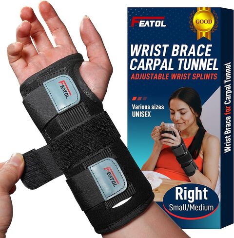 FEATOL Wrist Brace for Sprained Wrist Kids, Wrist Support Brace Sleeping with Metal Splints Left Hand, X/Small for Kid, Women and Men, Adjustable Arm Hand Support for Sprained Tendonitis, Arthritis, Injuries, Wrist Pain in Saudi Arabia