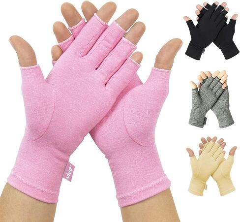 Vive Compression Arthritis Gloves - Comfortable Fit for Men and Women - Open Finger for Rheumatoid, Osteoarthritis, Carpal Tunnel and Computer Typing Pain Relief - Hand and Wrist (X-Small) in Saudi Arabia
