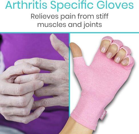 Vive Compression Arthritis Gloves - Comfortable Fit for Men and Women - Open Finger for Rheumatoid, Osteoarthritis, Carpal Tunnel and Computer Typing Pain Relief - Hand and Wrist (X-Small) in Saudi Arabia