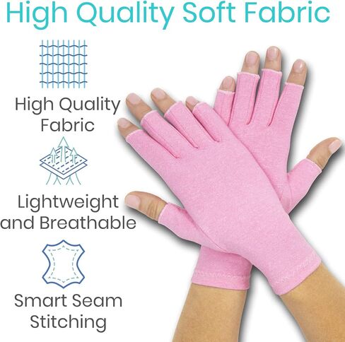 Vive Compression Arthritis Gloves - Comfortable Fit for Men and Women - Open Finger for Rheumatoid, Osteoarthritis, Carpal Tunnel and Computer Typing Pain Relief - Hand and Wrist (X-Small) in Saudi Arabia