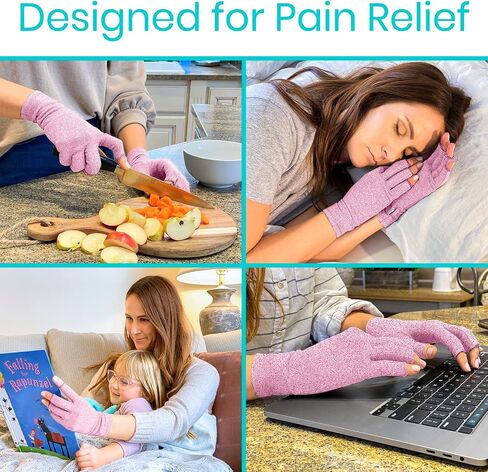 Vive Compression Arthritis Gloves - Comfortable Fit for Men and Women - Open Finger for Rheumatoid, Osteoarthritis, Carpal Tunnel and Computer Typing Pain Relief - Hand and Wrist (X-Small) in Saudi Arabia