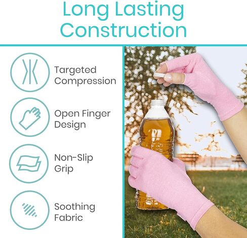 Vive Compression Arthritis Gloves - Comfortable Fit for Men and Women - Open Finger for Rheumatoid, Osteoarthritis, Carpal Tunnel and Computer Typing Pain Relief - Hand and Wrist (X-Small) in Saudi Arabia