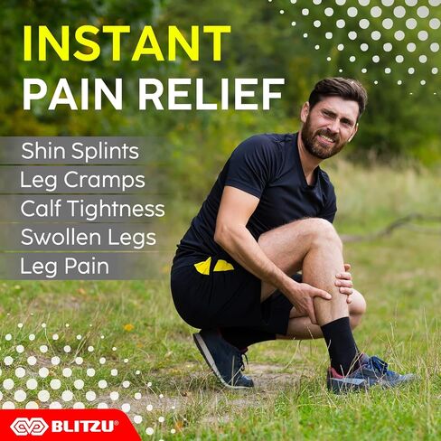 BLITZU Calf Compression Sleeves, Footless Compression Socks for Men & Women | Leg Support Brace, Shin Splint Pain Relief, Reduce Varicose Vein Swelling, Muscle Recovery, Running, Nursing, Fitness, Travel in Saudi Arabia