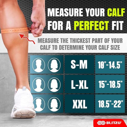 BLITZU Calf Compression Sleeves, Footless Compression Socks for Men & Women | Leg Support Brace, Shin Splint Pain Relief, Reduce Varicose Vein Swelling, Muscle Recovery, Running, Nursing, Fitness, Travel in Saudi Arabia