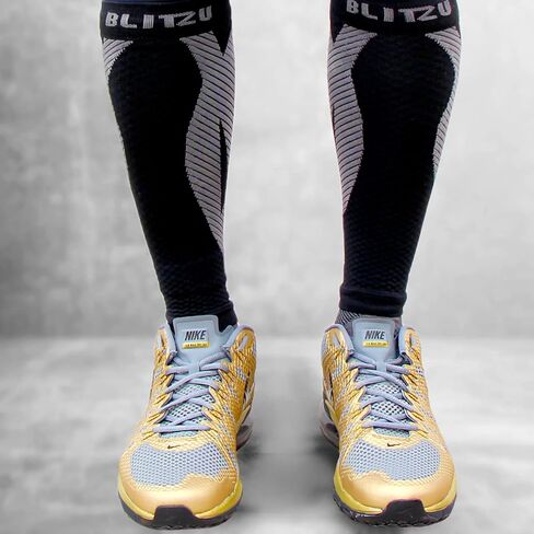 BLITZU Calf Compression Sleeves, Footless Compression Socks for Men & Women | Leg Support Brace, Shin Splint Pain Relief, Reduce Varicose Vein Swelling, Muscle Recovery, Running, Nursing, Fitness, Travel in Kuwait