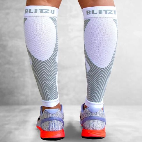 BLITZU Calf Compression Sleeves, Footless Compression Socks for Men & Women | Leg Support Brace, Shin Splint Pain Relief, Reduce Varicose Vein Swelling, Muscle Recovery, Running, Nursing, Fitness, Travel in Saudi Arabia