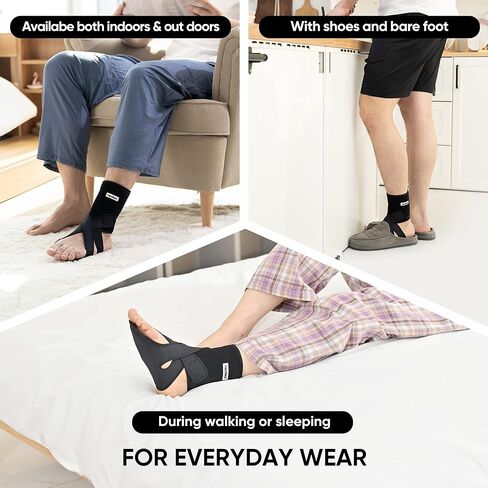 NEOFECT Drop Foot Brace Black Right AFO Foot Drop Brace للمشي، دعامة إسقاط القدم مع الأحذية، معدات استعادة السكتة الدماغية، جبيرة ليلية ناعمة لإسقاط القدم، دعامة قطرة القدم للنوم، دعامة الكاحل قابلة للتعديل in Kuwait