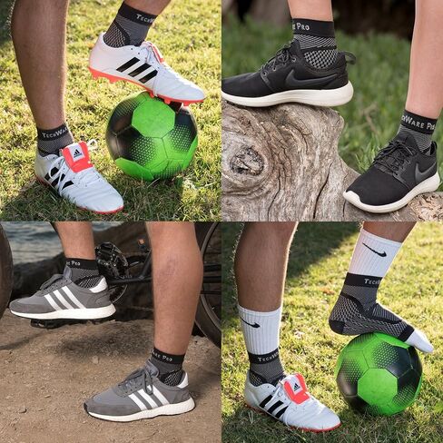 TechWare Pro Ankle Brace Compression Sleeve - Relieves Achilles Tendonitis, Joint Pain. Plantar Fasciitis Sock with Foot Arch Support Reduces Swelling & Heel Spur Pain. Injury Recovery for Sports in Saudi Arabia