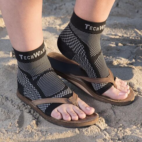 TechWare Pro Ankle Brace Compression Sleeve - Relieves Achilles Tendonitis, Joint Pain. Plantar Fasciitis Sock with Foot Arch Support Reduces Swelling & Heel Spur Pain. Injury Recovery for Sports in Saudi Arabia
