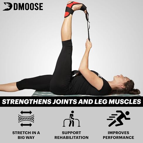 DMoose Fitness Foot & Calf Stretcher - Hamstring Stretcher for Plantar fasciitis, Achilles Tendonitis, Heel Spurs & Shin Splints - Yoga Stretching Strap for Back Pain - Flex Strap for Physical Therapy in Saudi Arabia