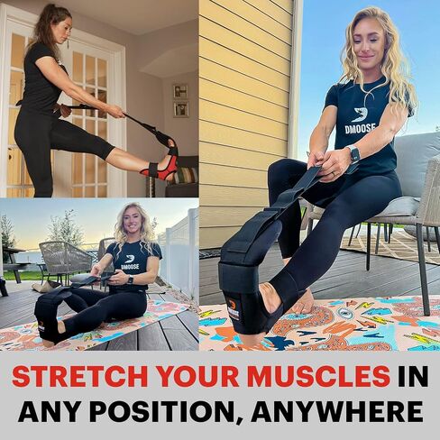 DMoose Fitness Foot & Calf Stretcher - Hamstring Stretcher for Plantar fasciitis, Achilles Tendonitis, Heel Spurs & Shin Splints - Yoga Stretching Strap for Back Pain - Flex Strap for Physical Therapy in Saudi Arabia