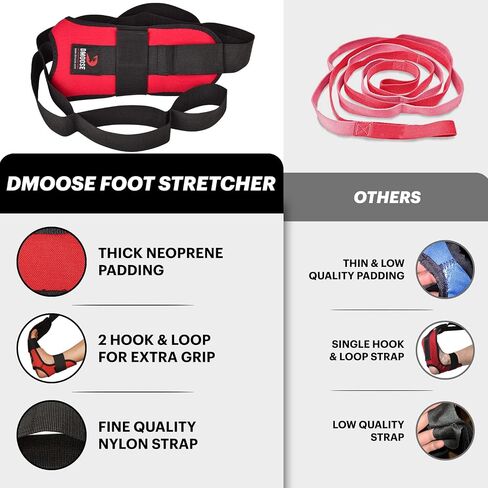 DMoose Fitness Foot & Calf Stretcher - Hamstring Stretcher for Plantar fasciitis, Achilles Tendonitis, Heel Spurs & Shin Splints - Yoga Stretching Strap for Back Pain - Flex Strap for Physical Therapy in Saudi Arabia