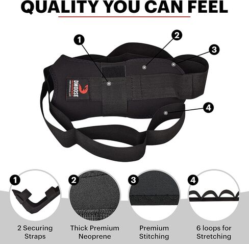 DMoose Fitness Foot & Calf Stretcher - Hamstring Stretcher for Plantar fasciitis, Achilles Tendonitis, Heel Spurs & Shin Splints - Yoga Stretching Strap for Back Pain - Flex Strap for Physical Therapy in Saudi Arabia