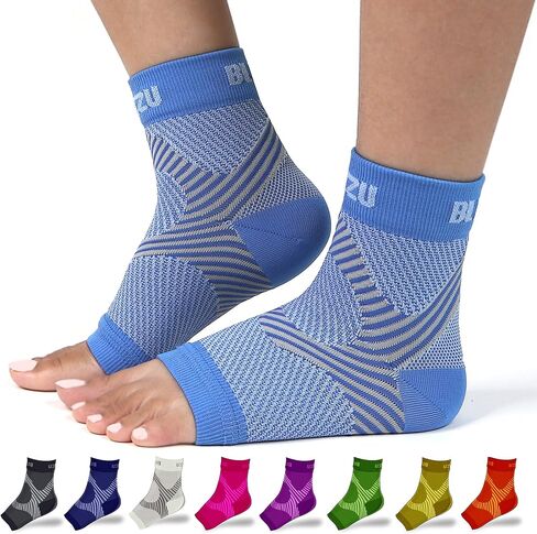 BLITZU Compression Socks for Plantar Fasciitis, Achilles Tendonitis Relief. Ankle Compression Sleeve for Heel Spurs, Foot Swelling, Fatigue & Sprain. Arch Support Brace for Sports, Gym Black S-M in Saudi Arabia