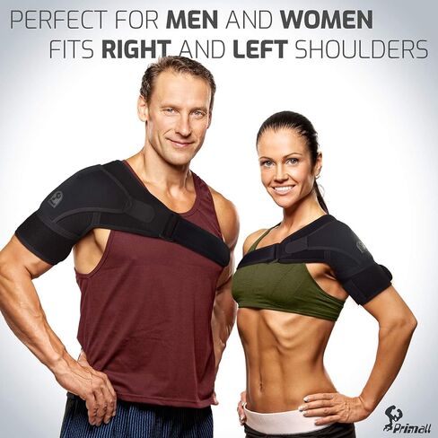 دعامة الكتف الأولية للرجال والنساء | كم ضغط على الكتف لتقويم العظام للكفة المدورة الممزقة، وخلع مفصل التيار المتردد، والإصابات الأخرى | غلاف لدعم الكتف لتخفيف الآلام (كبير/كبير جدًا) in Kuwait