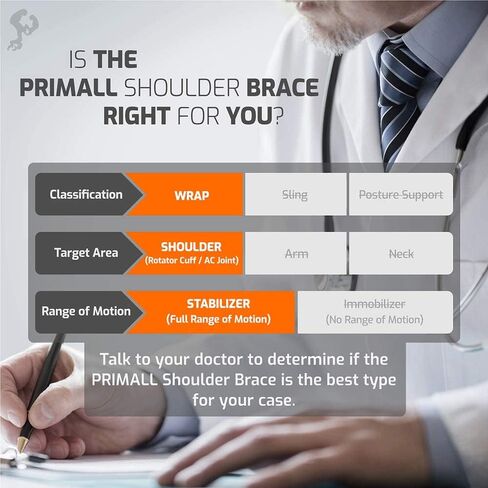 دعامة الكتف الأولية للرجال والنساء | كم ضغط على الكتف لتقويم العظام للكفة المدورة الممزقة، وخلع مفصل التيار المتردد، والإصابات الأخرى | غلاف لدعم الكتف لتخفيف الآلام (كبير/كبير جدًا) in Kuwait