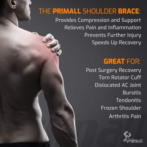 دعامة الكتف الأولية للرجال والنساء | كم ضغط على الكتف لتقويم العظام للكفة المدورة الممزقة، وخلع مفصل التيار المتردد، والإصابات الأخرى | غلاف لدعم الكتف لتخفيف الآلام (كبير/كبير جدًا) in Kuwait