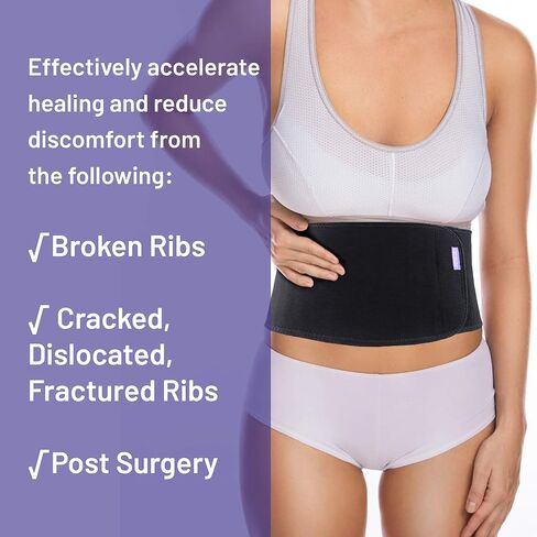 Everyday Medical Broken Rib Brace for Men and Women - Bamboo Charcoal Rib Support Compression Brace - accelerates The healing of Cracked, Dislocated, Fractured and Post-Surgery Ribs - Small/Medium in Kuwait