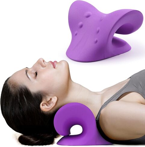 RESTCLOUD Neck and Shoulder Relaxer, Cervical Traction Device for TMJ Pain Relief and Cervical Spine Alignment, Chiropractic Pillow Neck Stretcher (Blue) in Saudi Arabia