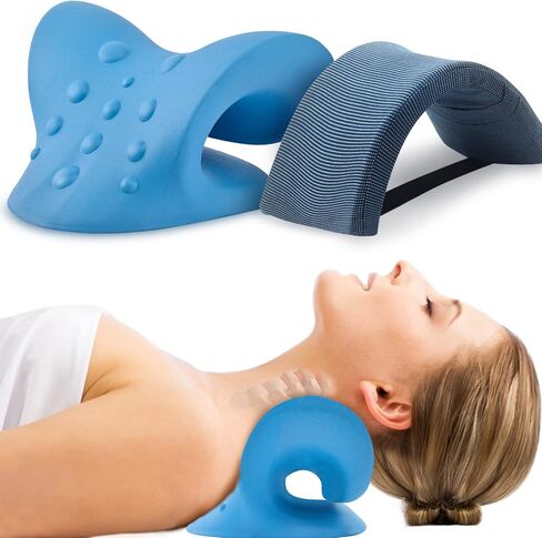 نقالة الرقبة من Wifamy لتخفيف آلام الرقبة، واسترخاء الرقبة والكتف مع وسادة وسادة، وجهاز جر الرقبة العنقية لتخفيف آلام المفصل الفكي الصدغي ومحاذاة العمود الفقري العنقي in Kuwait