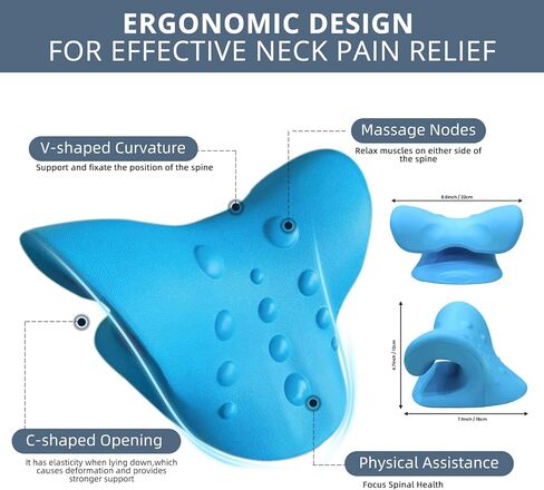 نقالة الرقبة من Wifamy لتخفيف آلام الرقبة، واسترخاء الرقبة والكتف مع وسادة وسادة، وجهاز جر الرقبة العنقية لتخفيف آلام المفصل الفكي الصدغي ومحاذاة العمود الفقري العنقي in Kuwait