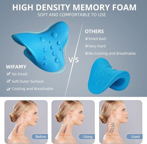 نقالة الرقبة من Wifamy لتخفيف آلام الرقبة، واسترخاء الرقبة والكتف مع وسادة وسادة، وجهاز جر الرقبة العنقية لتخفيف آلام المفصل الفكي الصدغي ومحاذاة العمود الفقري العنقي in Kuwait