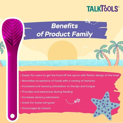 TalkTools ملاعق أرجوانية صغيرة | يوفر الوعي الفموي أثناء الرضاعة | يشجع على إغلاق الشفاه | تطبيع قبول الأطعمة ذات القوام المتنوع (Wee Textured، 6 عبوات) in Kuwait
