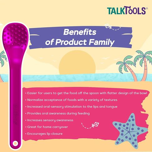 TalkTools ملاعق أرجوانية صغيرة | يوفر الوعي الفموي أثناء الرضاعة | يشجع على إغلاق الشفاه | تطبيع قبول الأطعمة ذات القوام المتنوع (Wee Textured، 6 عبوات) in Saudi Arabia