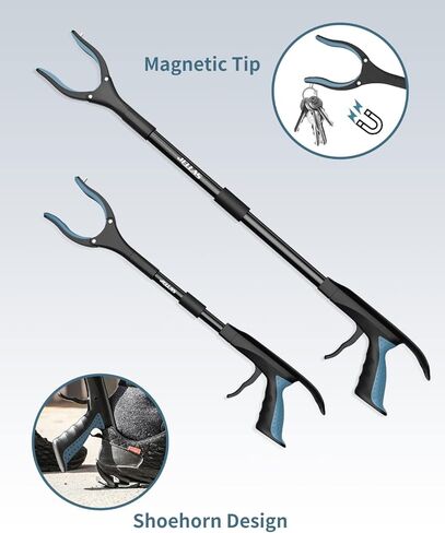 7-Piece Hip Replacement Recovery Kit, 2 Pcs Foldable Grabbers (32" & 23") with Shoehorn, Sock Aid Device, Dressing Aids Stick for Elderly, Button Hook, Leg Lifter, Long Handled Bath Sponge in Kuwait