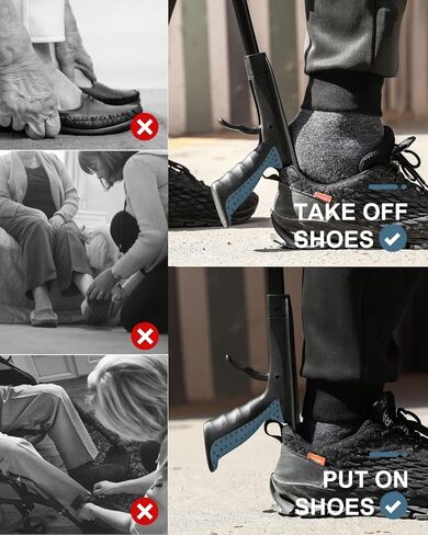 3-Piece Hip Knee Replacement Recovery Kit, Jellas 32-inch Foldable Reacher Grabber with Shoehorn, Sock Aid Device for Seniors, 14-inch Bath Sponge 2 Sides in Kuwait