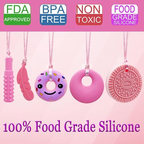 Chew Necklaces for Sensory Kids, Sensory Chewy Toys for Boys with Autism, ADHD, SPD, Chewing, Silicone Chewing Necklace Reduce Adult Anxiety Fidgeting in Saudi Arabia